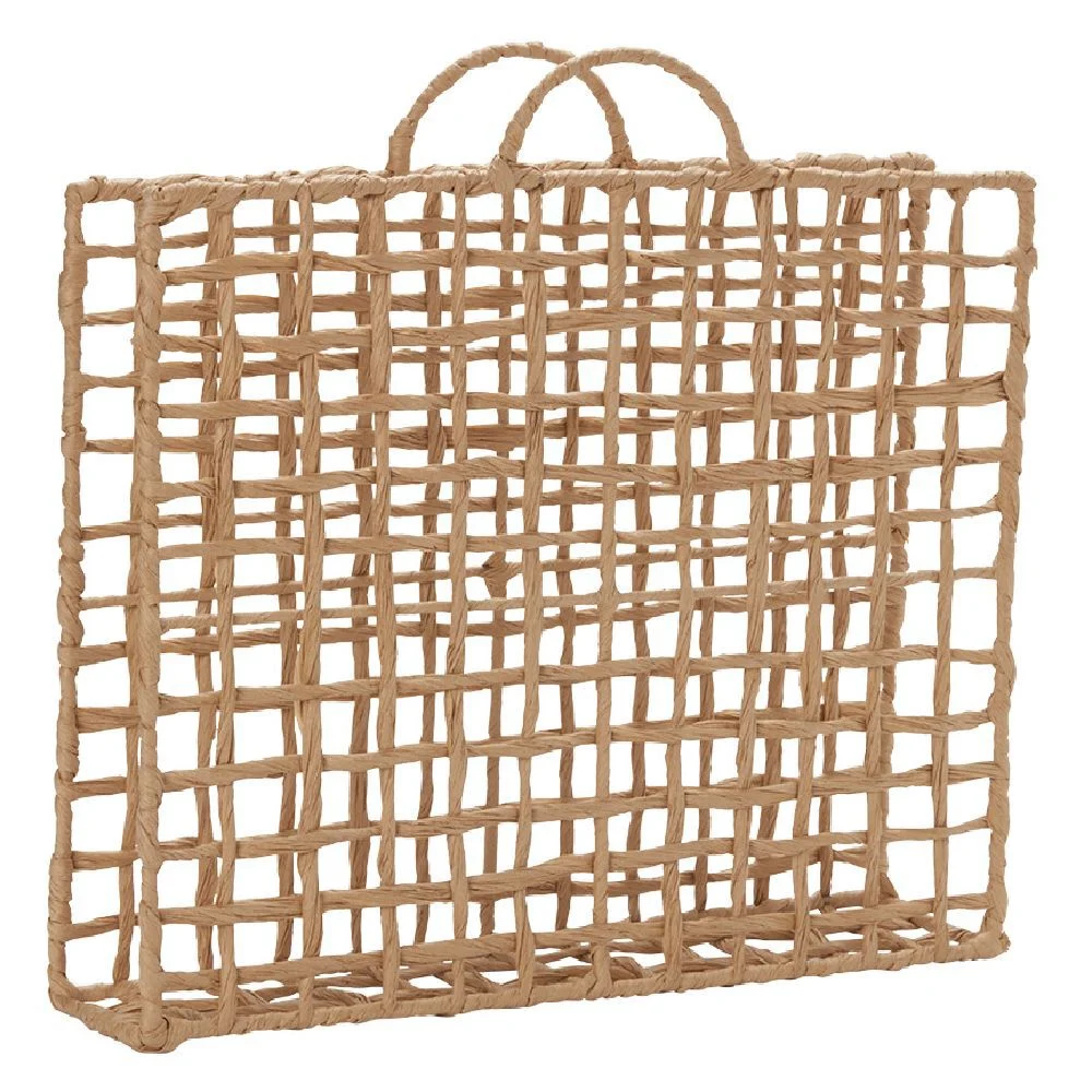 Porte-magazine métal osier naturel