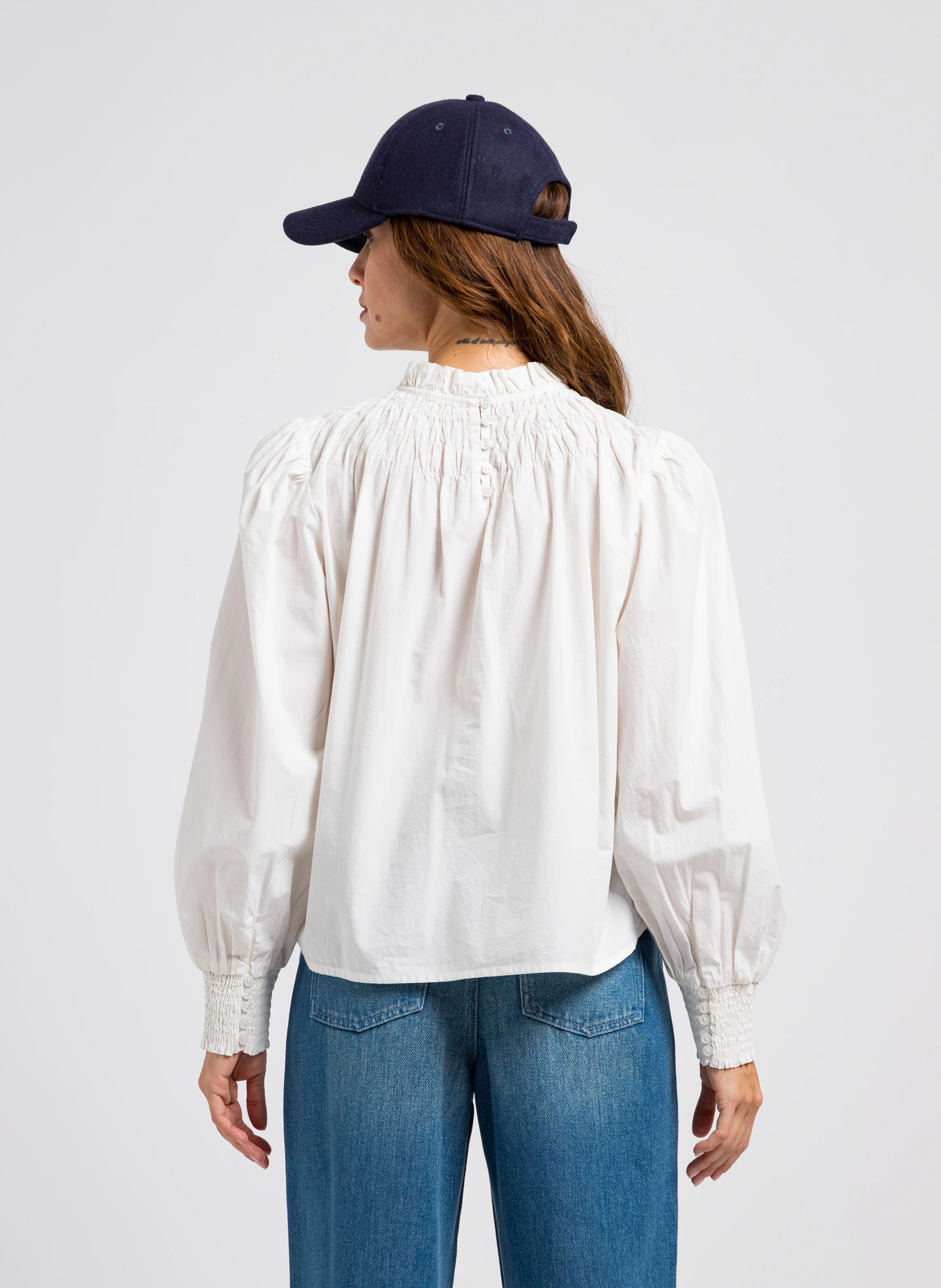 TISSAM - Blouse col rond en coton | Blanc