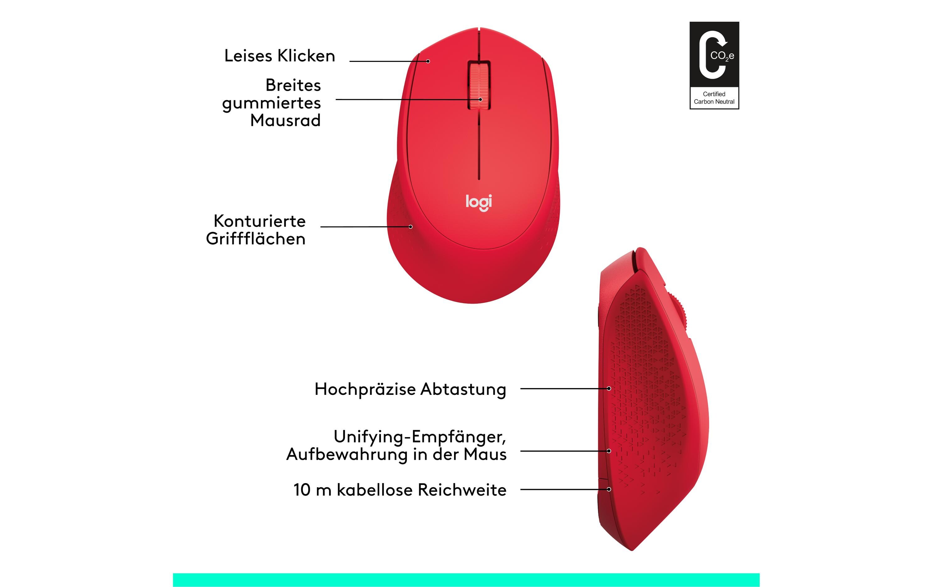 Maus M330 Silent PlusGeräuscharme USB-Funkmaus mit 1000 dpi Optical Tracking