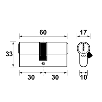 AXA profielcilinder 30-30mm gelijksluitend 3 stuks