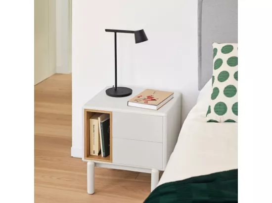 Corvo - Table de chevet en bois : Couleur - Blanc