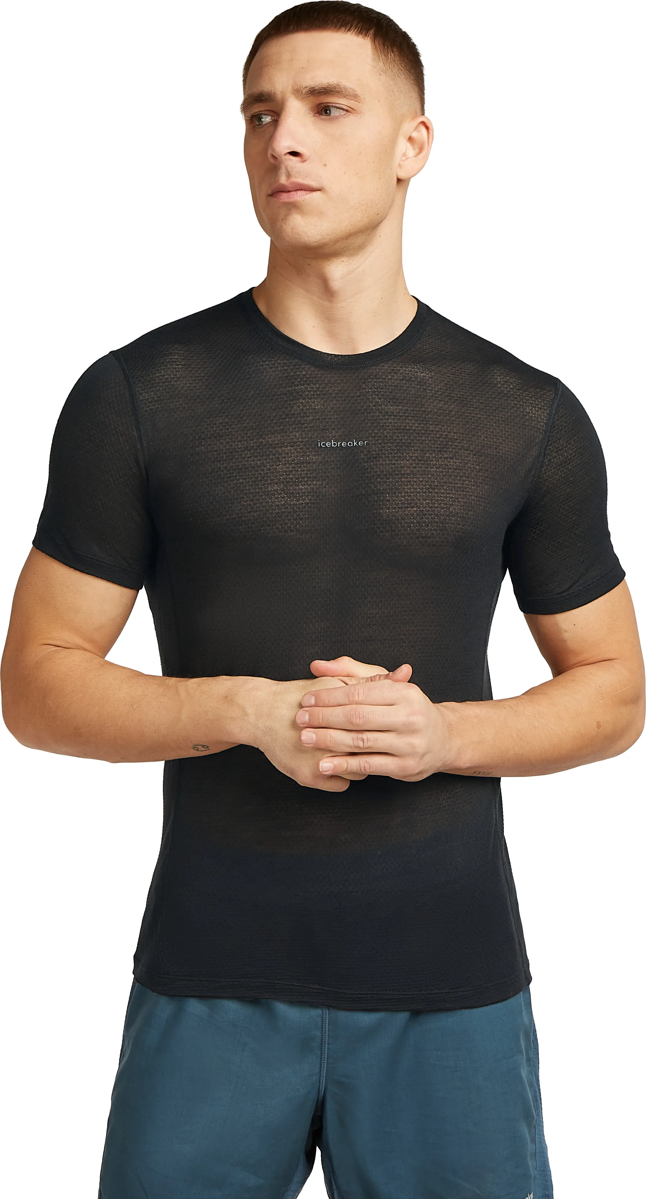 Icebreaker Men's Merino 75 Cool-Lite Featherlight Shortsleeve Crewe Black