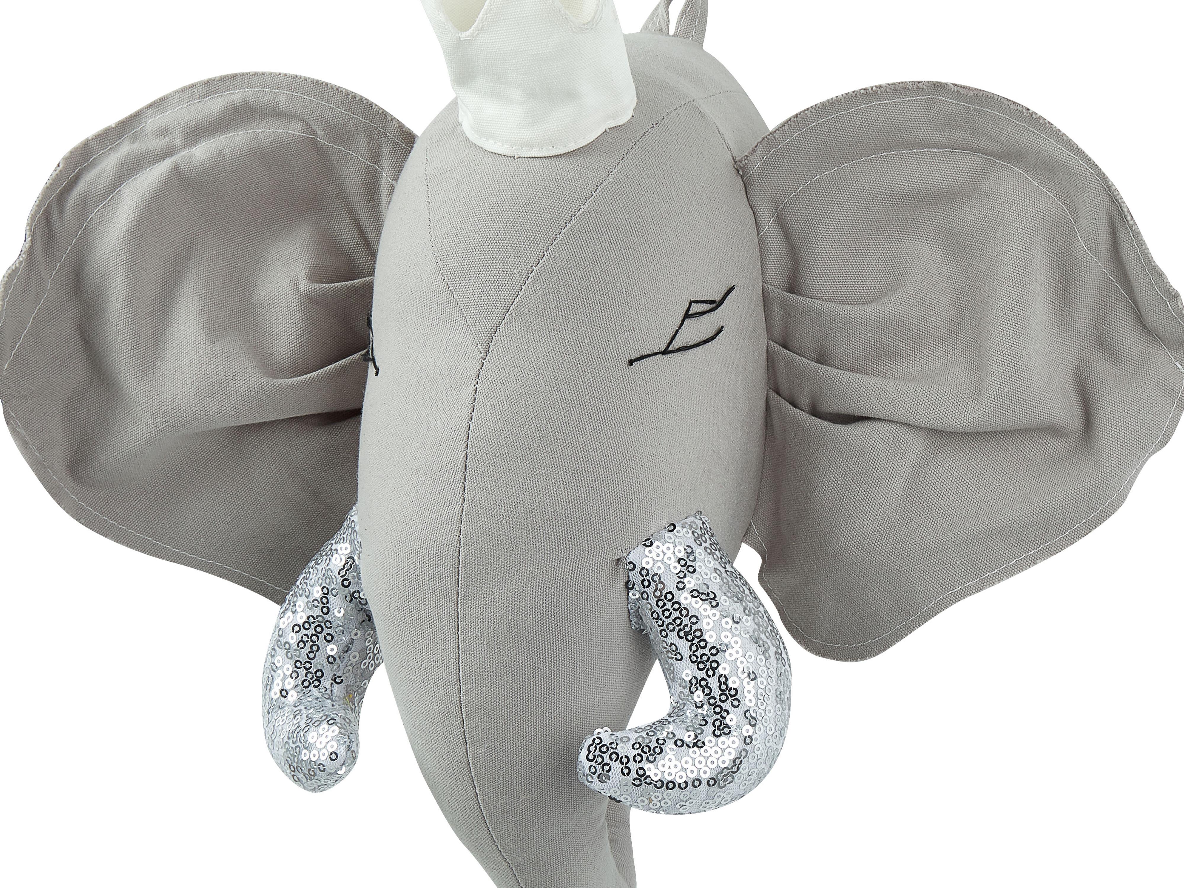 Wanddecoratie voor kinderen Olifant TANTOR Katoen 33 cm Grijs