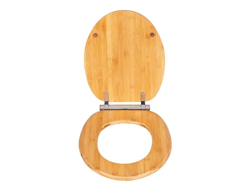 Wenko Toilettensitz Bambusa mit Fix-Clip, Hellbraun WC-Sitz in Holzoptik