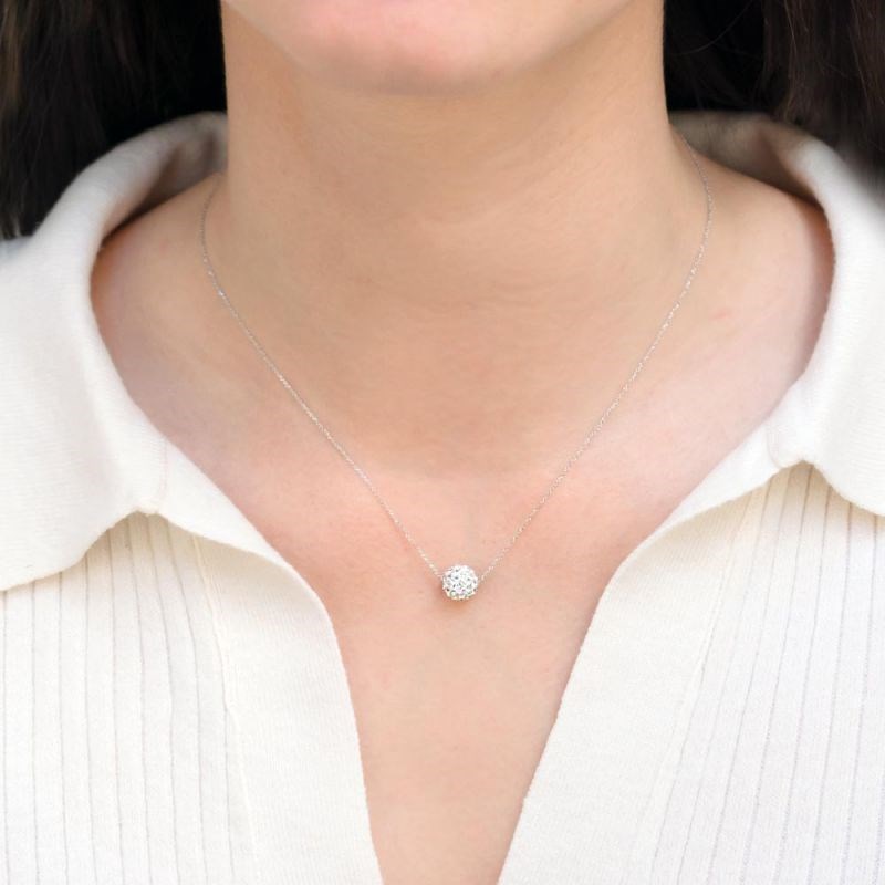 Collier Or Blanc et oxydes de zirconium Blancs 