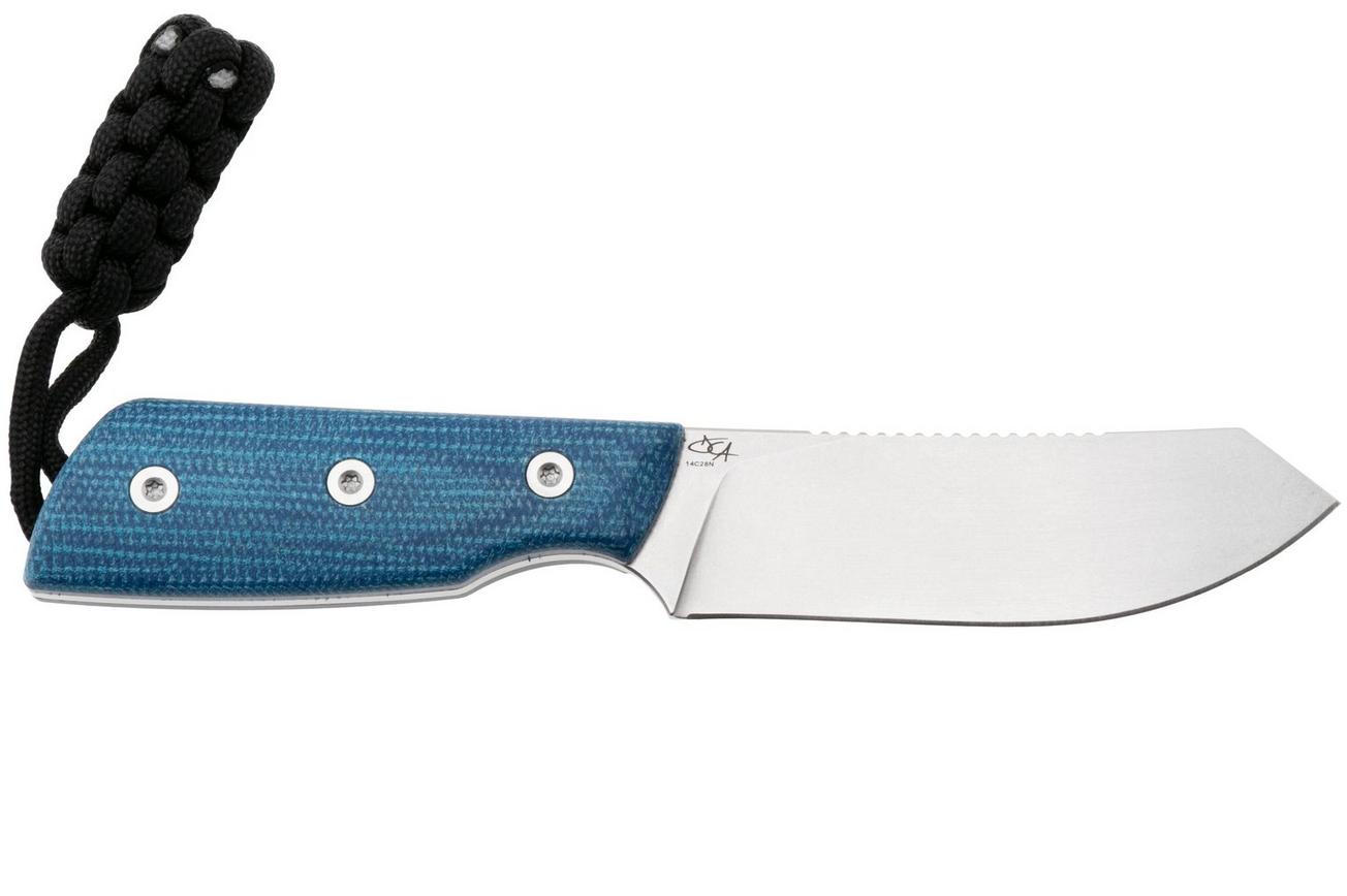 StraightLine Digger DG-BC Stonewashed 14C28N, Blue Canvas Micarta, vaststaand mes