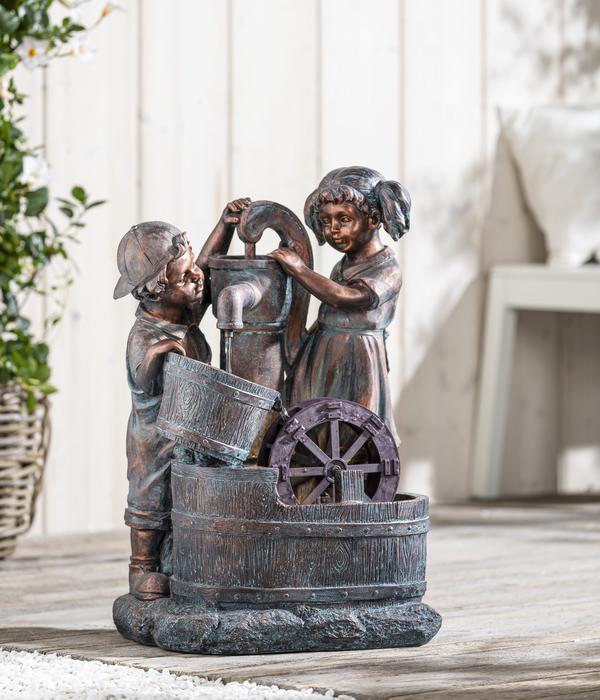 Dehner Polyresin-Gartenbrunnen Lea und Leon,