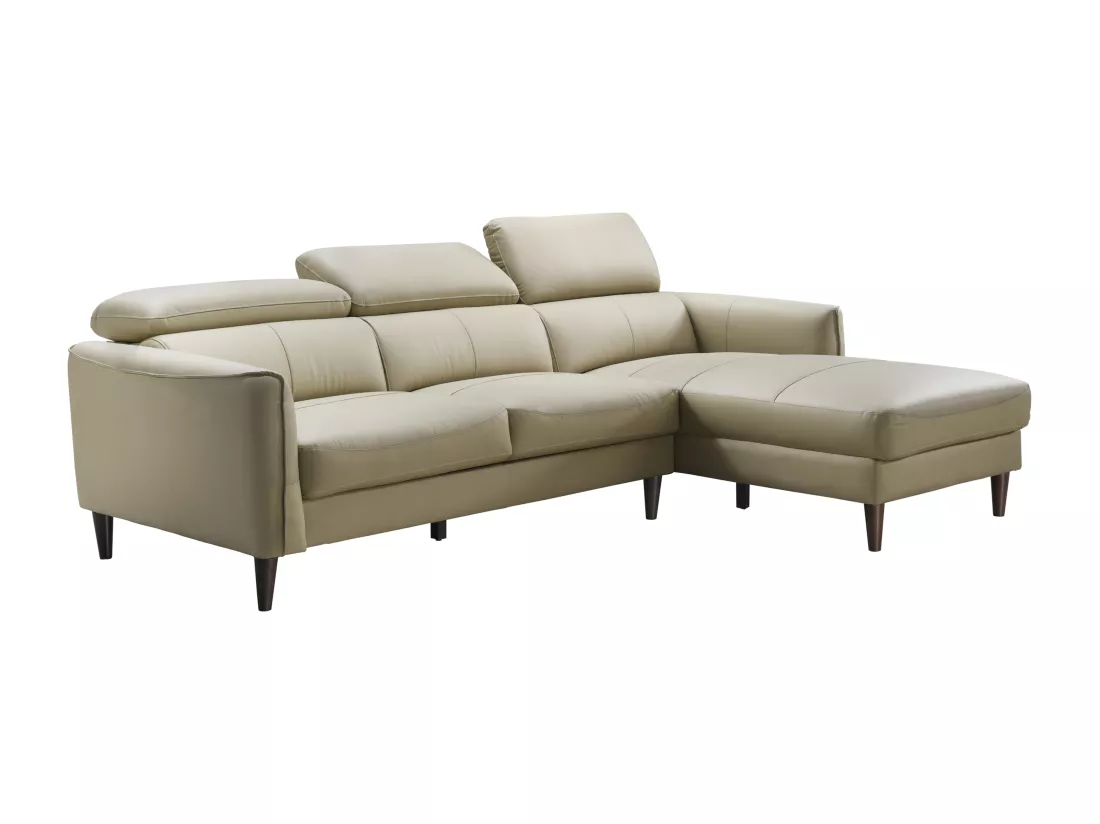 Canapé d'angle droit en cuir de buffle beige SALVI