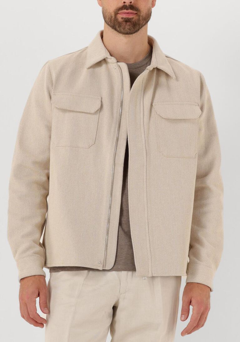 ecru profuomo overshirt overshirt zip herringbone