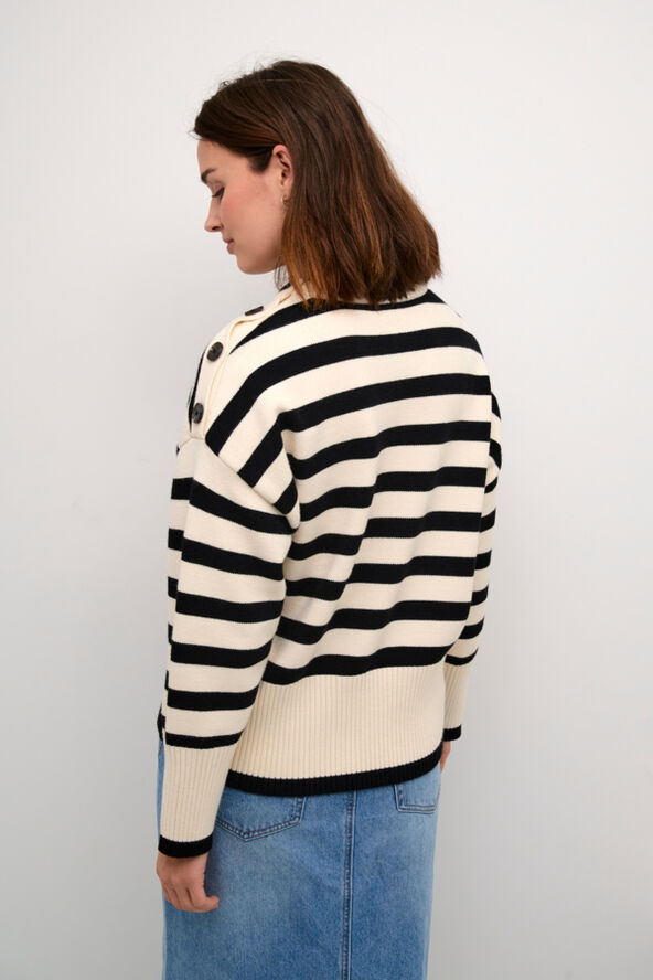 Kaffe KAmarie Knit Pullover Ant. white/black stripe