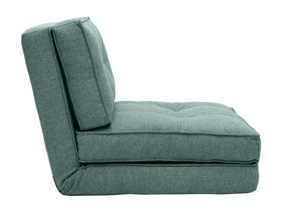 Chauffeuse 1 place convertible en tissu vert de gris SALLY