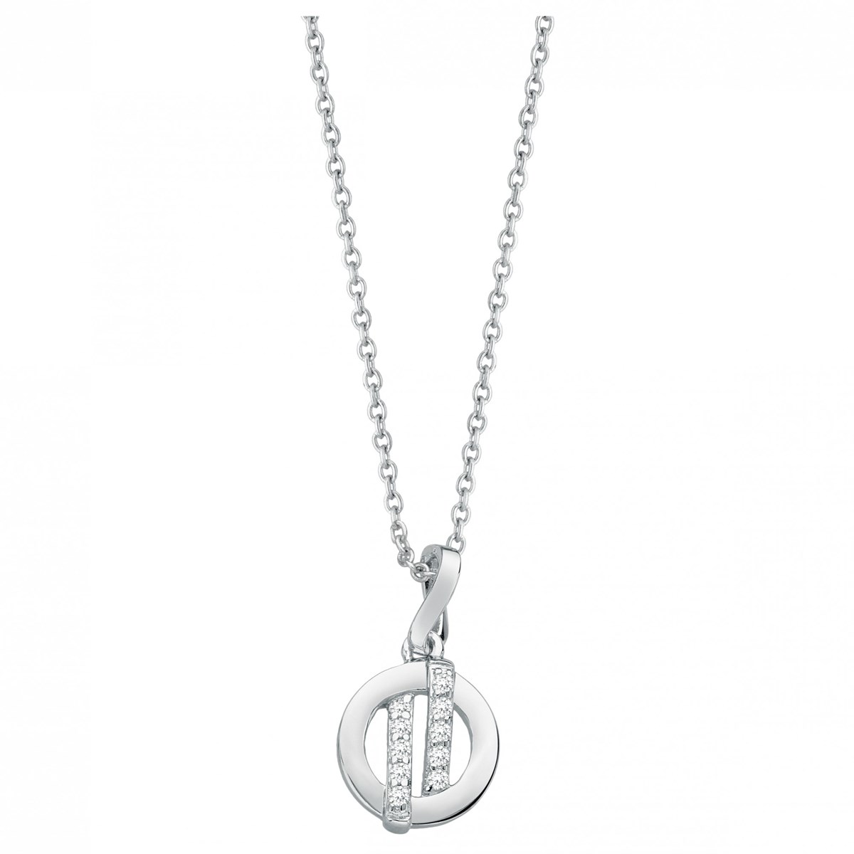 Collier mono-motif en Argent avec oxyde de zirconium blanc