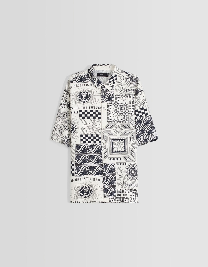 Camisa de manga curta com estampa rústica