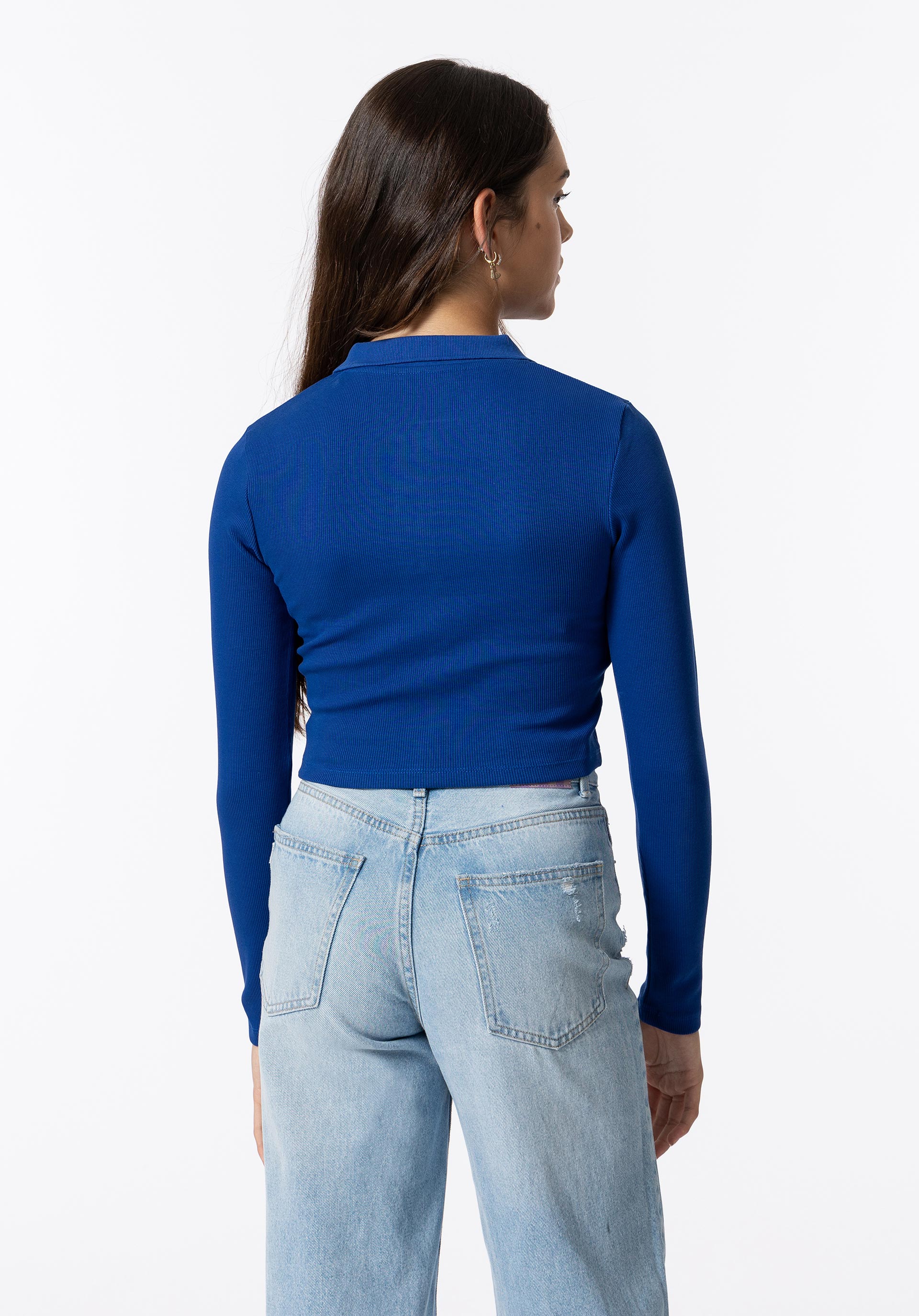 Polo Cropped de Manga Comprida