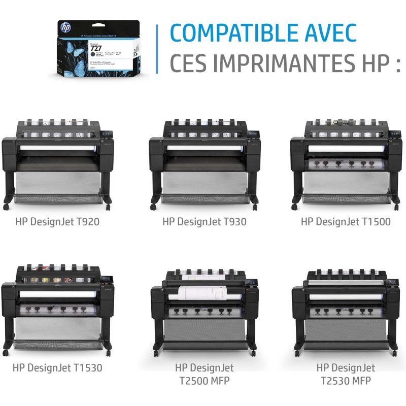 HP 727 cartouche d'encre DesignJet grise, 300 ml