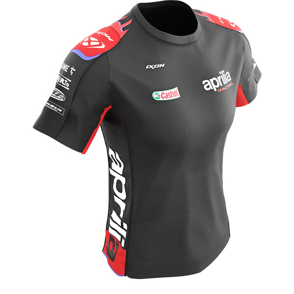 Ixon - T-shirt femme Aprilia Lady 22 Noir / Rouge fluo