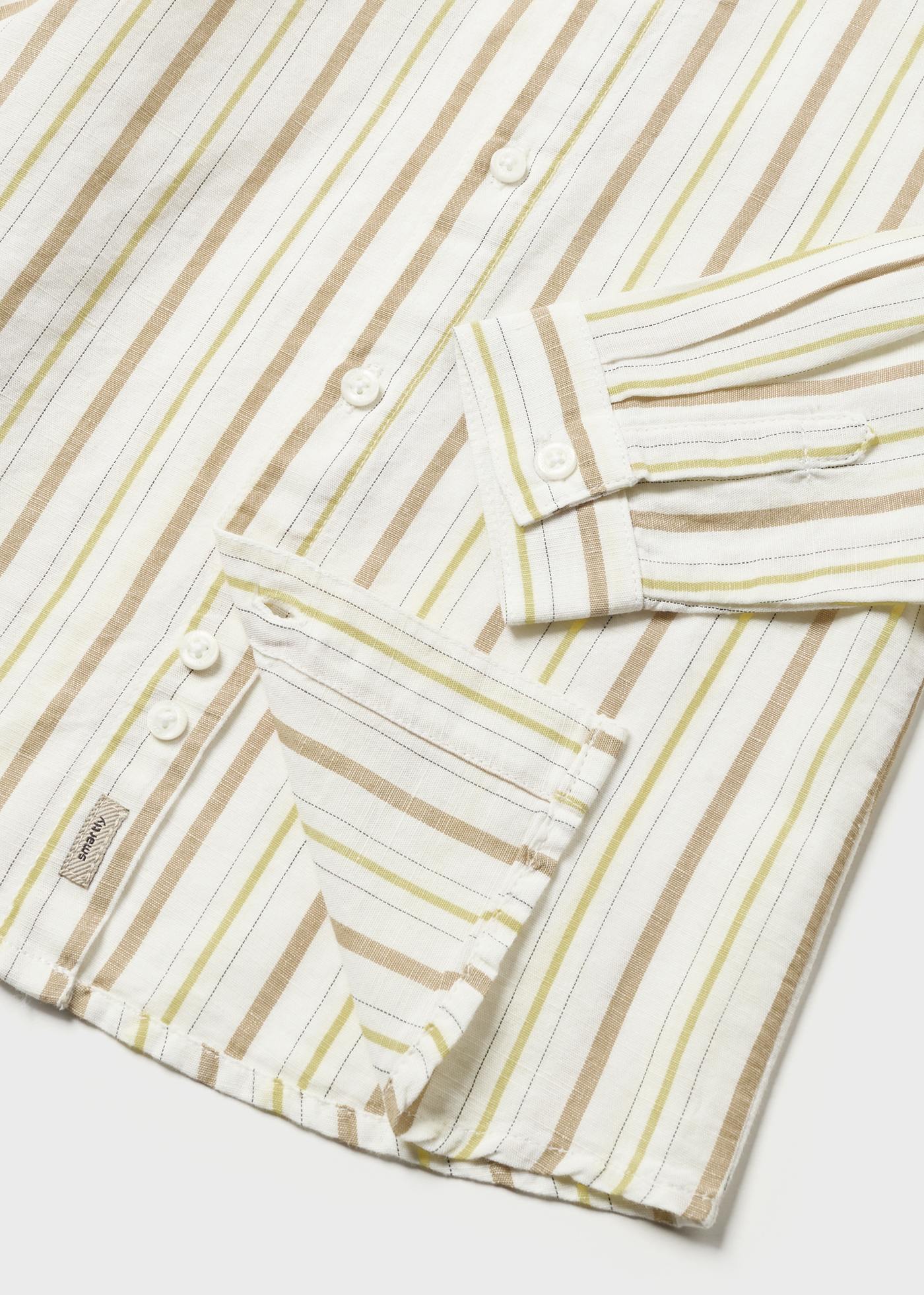 Camisa de linho estampada de manga comprida para bebê