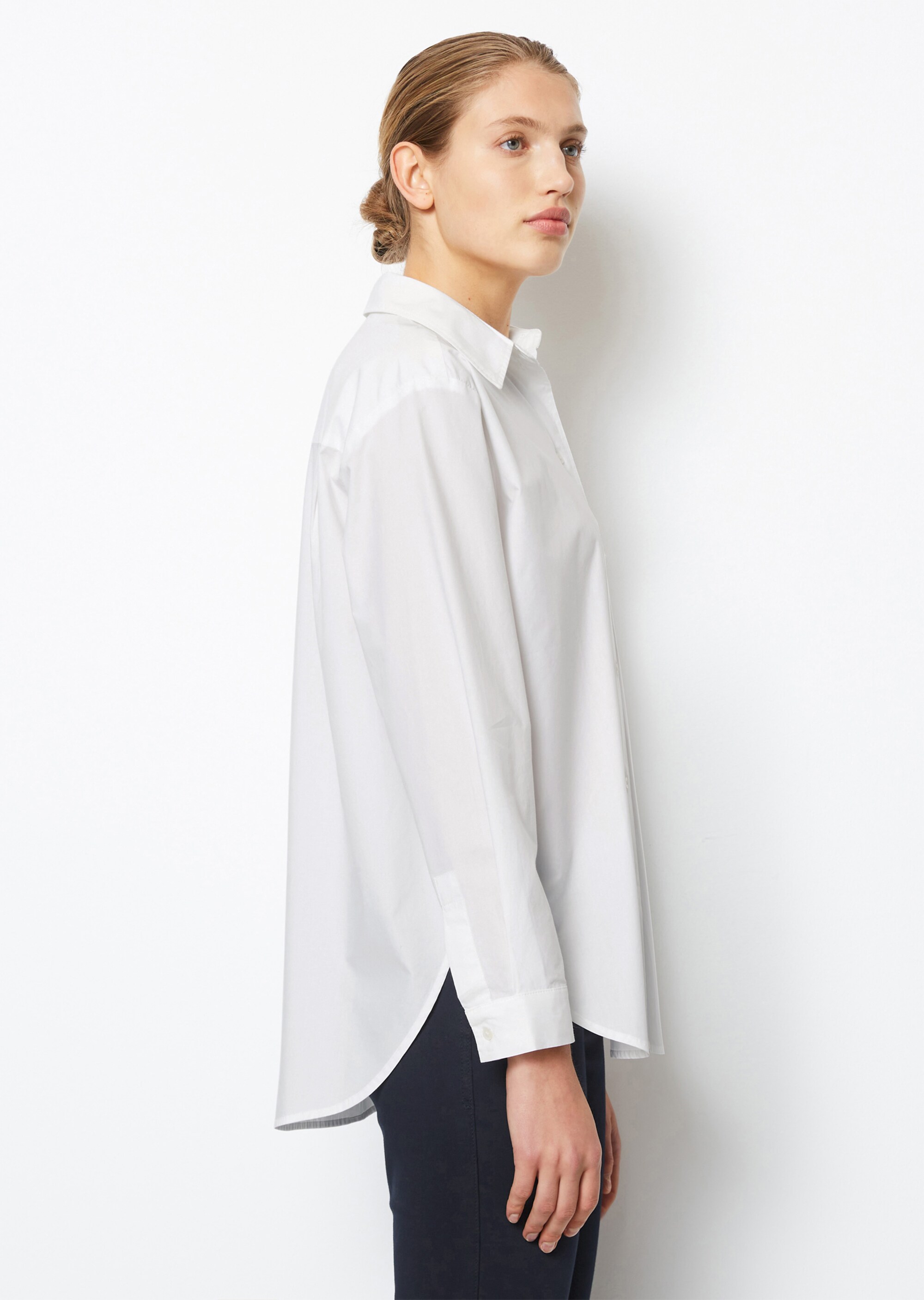Hemdbluse oversize aus Paper-Touch-Baumwolle