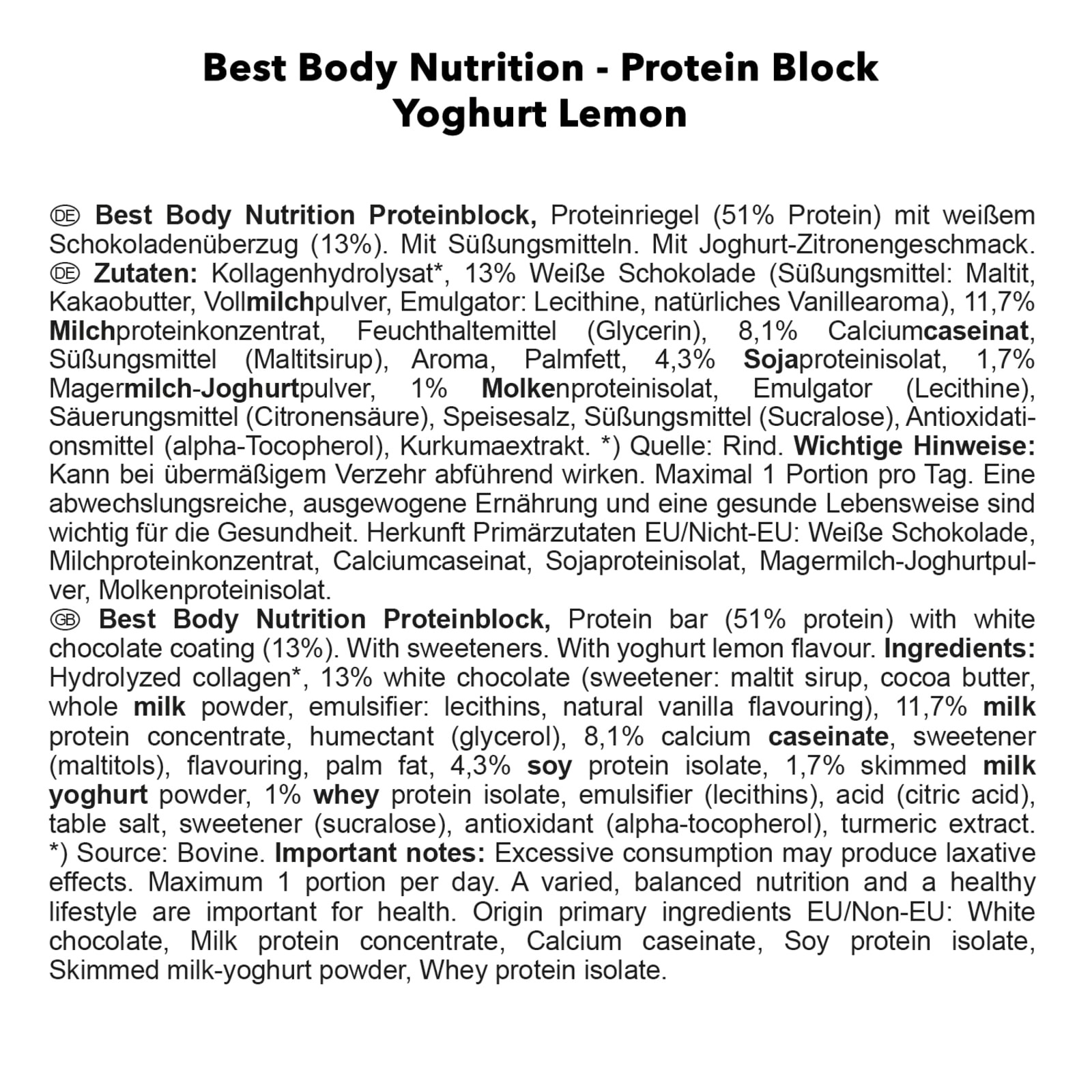 Protein Block - 15x90g - Yoghurt Lemon