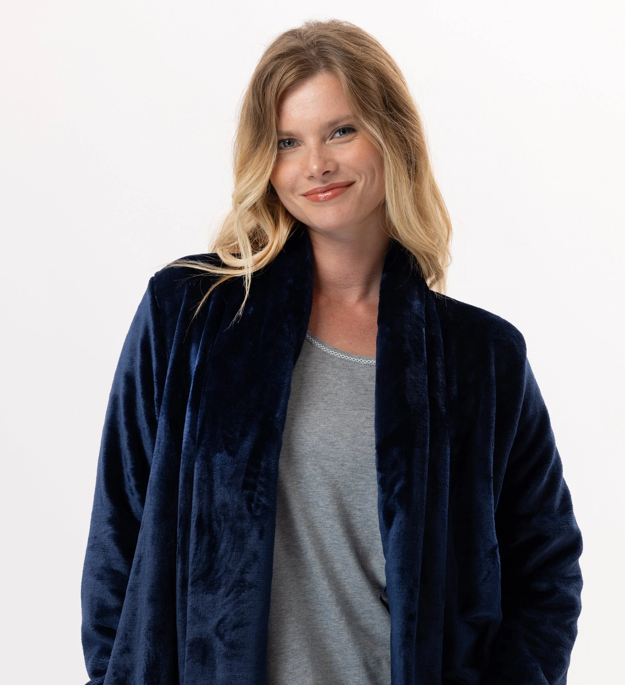 ESSENTIEL 855 - Robe de chambre en peluche flanelle | Bleu