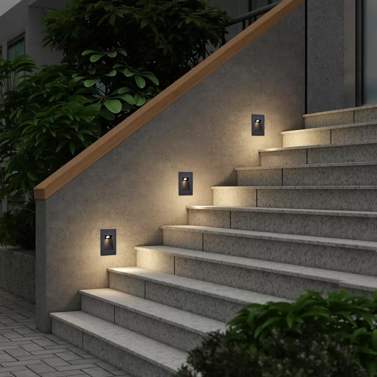 Moderne inbouw wandlamp zwart 7cm incl. LED IP65 - Trem