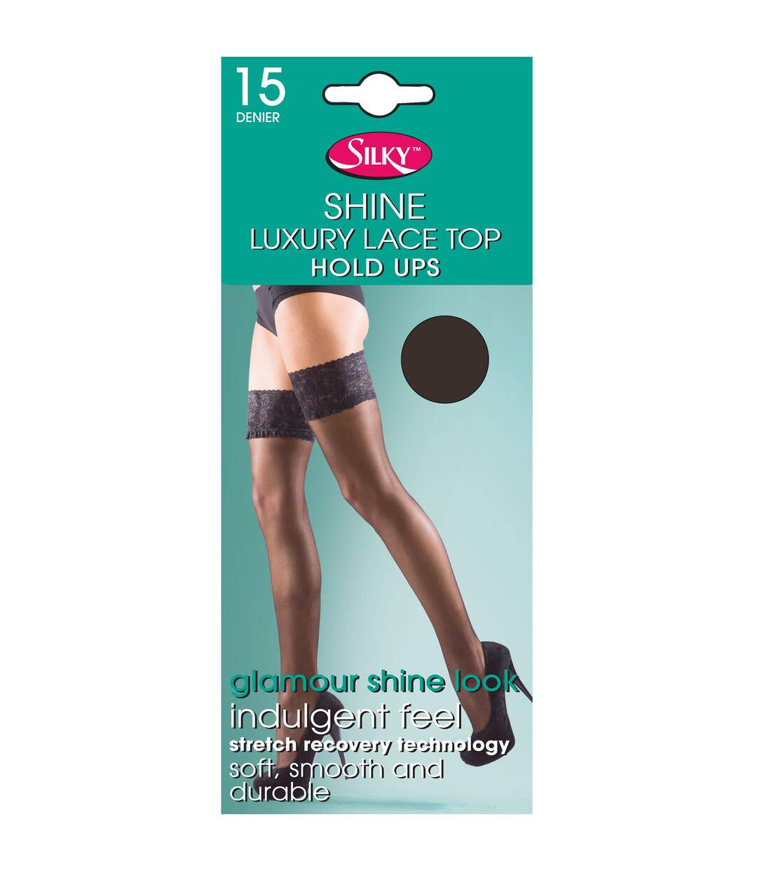 Silky Shine - Bas jarretière satinés (1 paire) - Femme (Marron foncé) - UTLW256