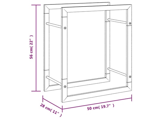 VIDAXL - Sac à outils Portant de bois de chauffage 50x28x56 cm acier inoxydable