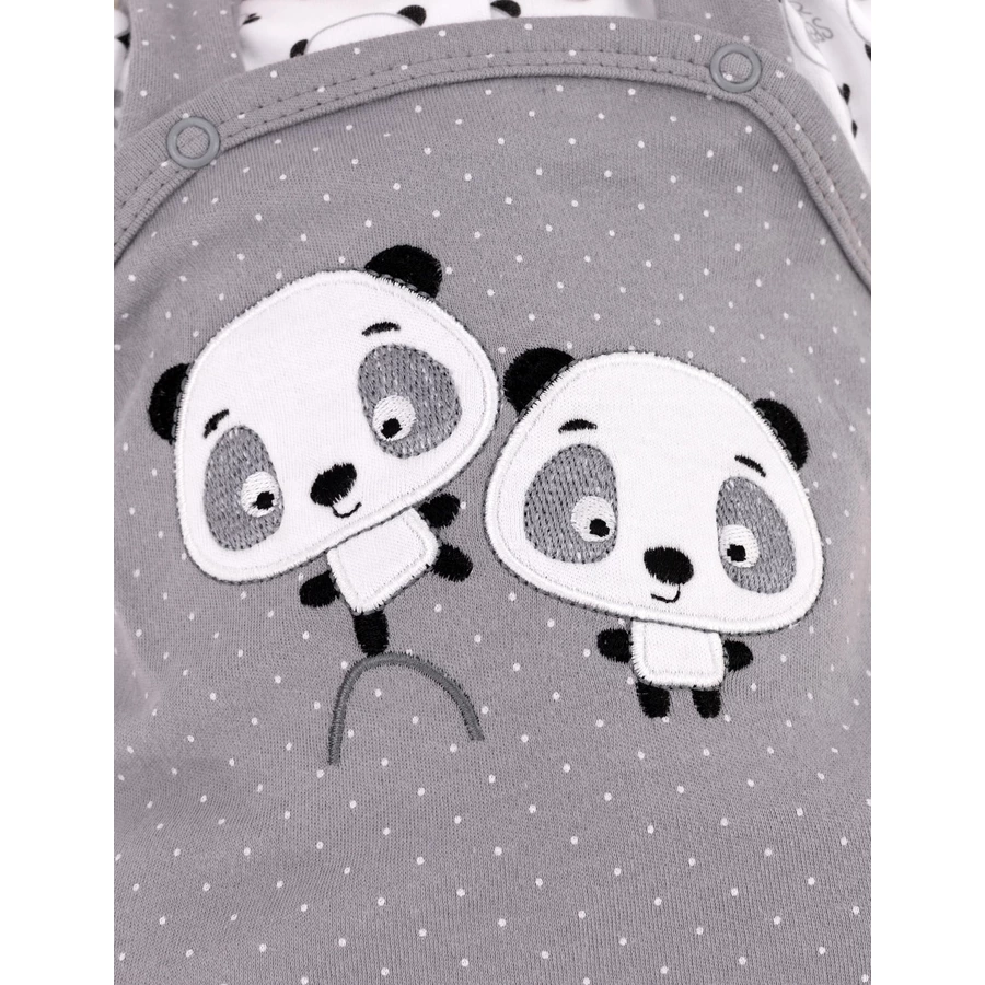 Baby Sweets 2tlg Set Strampler + Shirt Lieblingsstücke Panda weiß grau
