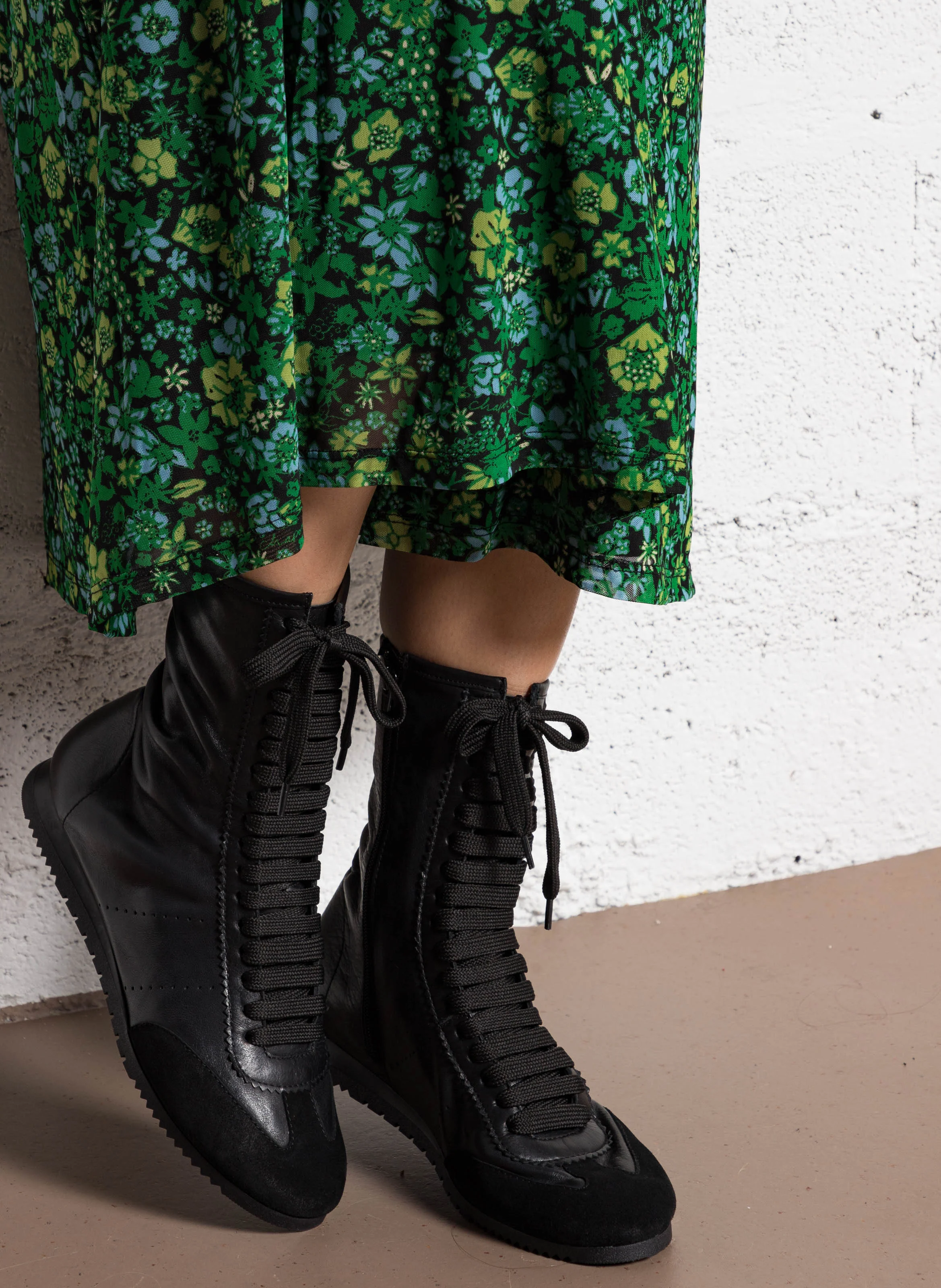 DOUBONE - Baskets hautes à lacets en cuir | Noir