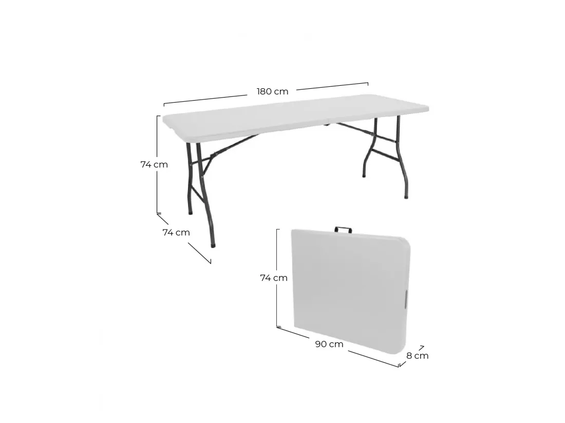MegaPack 10 Tables Pliantes 180cm Rectangulaire Blanc Traiteur 7house