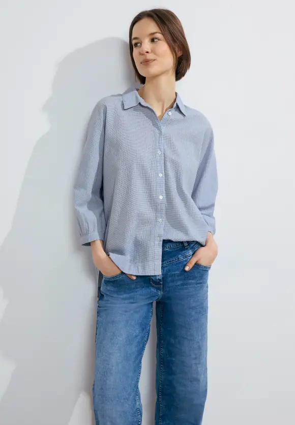 3/4 Seersucker Bluse - blouse blue