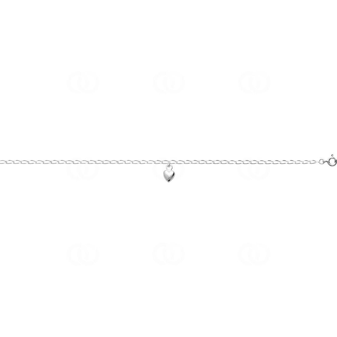 Fusskette 925 Silber rhodiniert Herz 26cm
