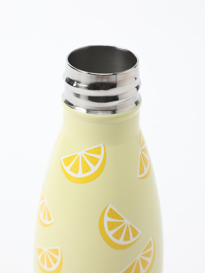 Garrafa térmica de aço inoxidável estampada - Amarela