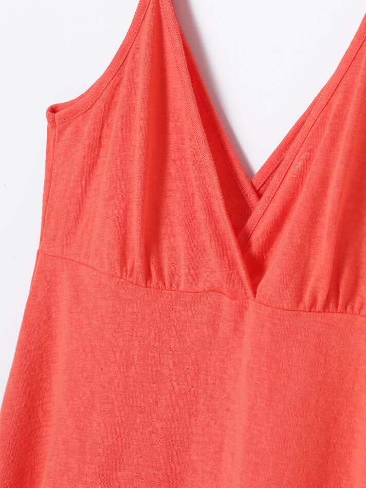 Vestido de alças finas com decote cruzado - Vermelho Coral