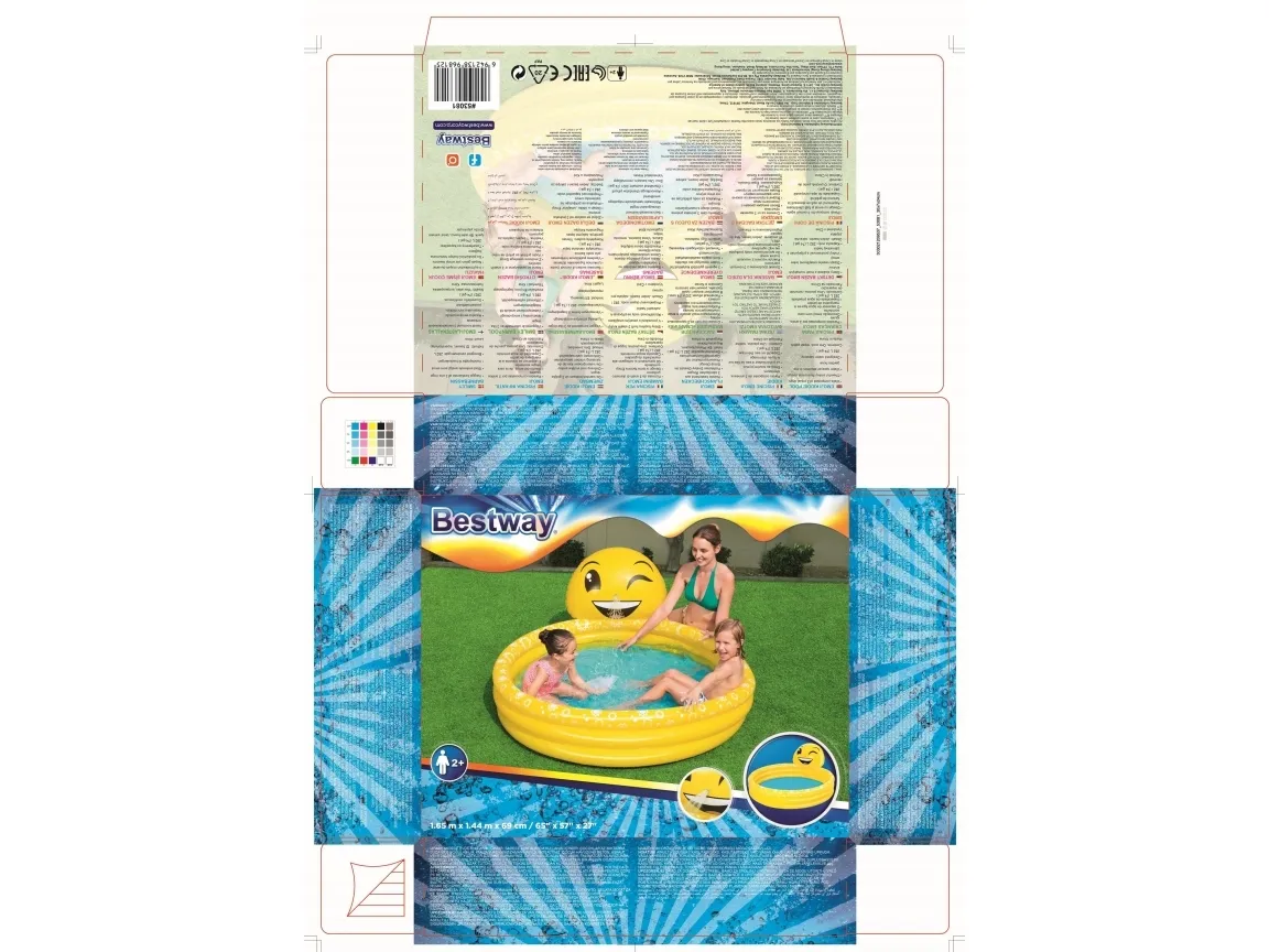 Bestway 53081, Oppustelig pool, 282 L, Oval, 2 År, Smiles, Gul