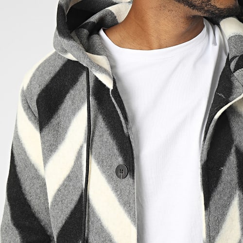Veste Capuche Gris Blanc