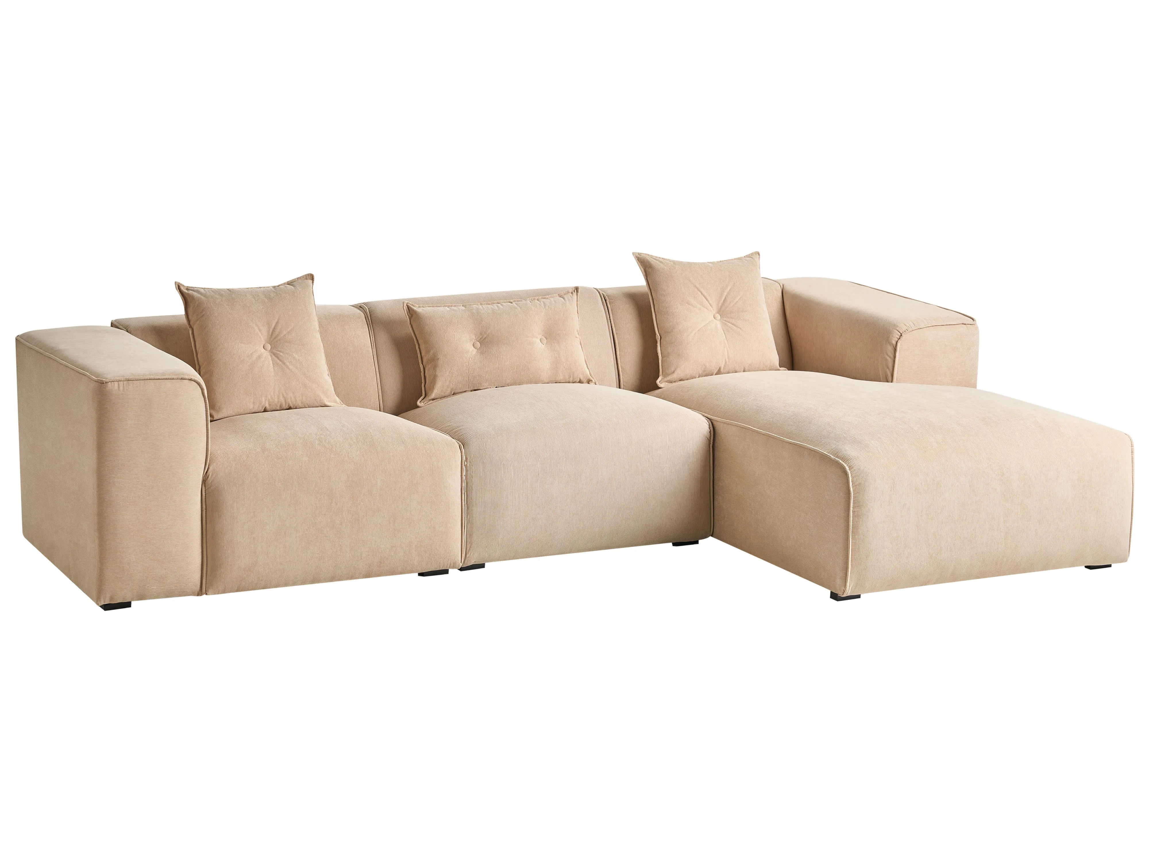 Hoekbank 3-zits DOLVA Corduroy Beige linkszijdig