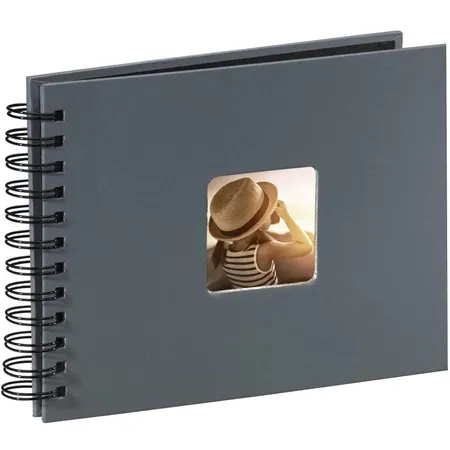Hama Fotoalbum Spiralalbum grau, 50 schwarze Seiten, 25 Blatt
