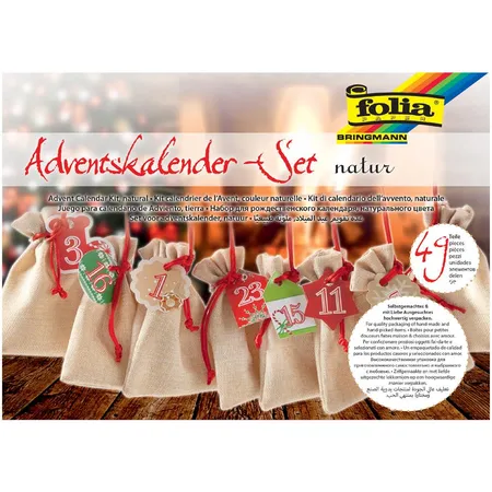 Folia Adventskalender Set mit Säckchen in Jute-Optik