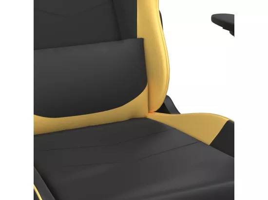 Chaise de jeu de massage avec repose-pied Noir&Doré Similicuir