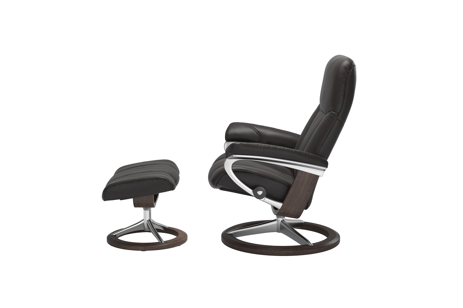 Consul lenestol m/krakk Hud Noblesse Dark Brown -  Signature Chrome  - Wengebeiset