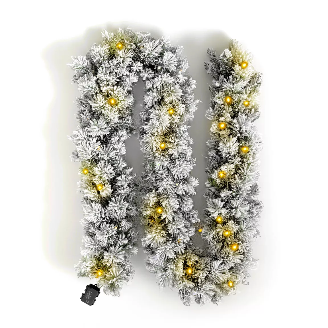Guirlande de sapin lumineuse (300 cm - D25) Edmonton Vert enneigé et blanc chaud