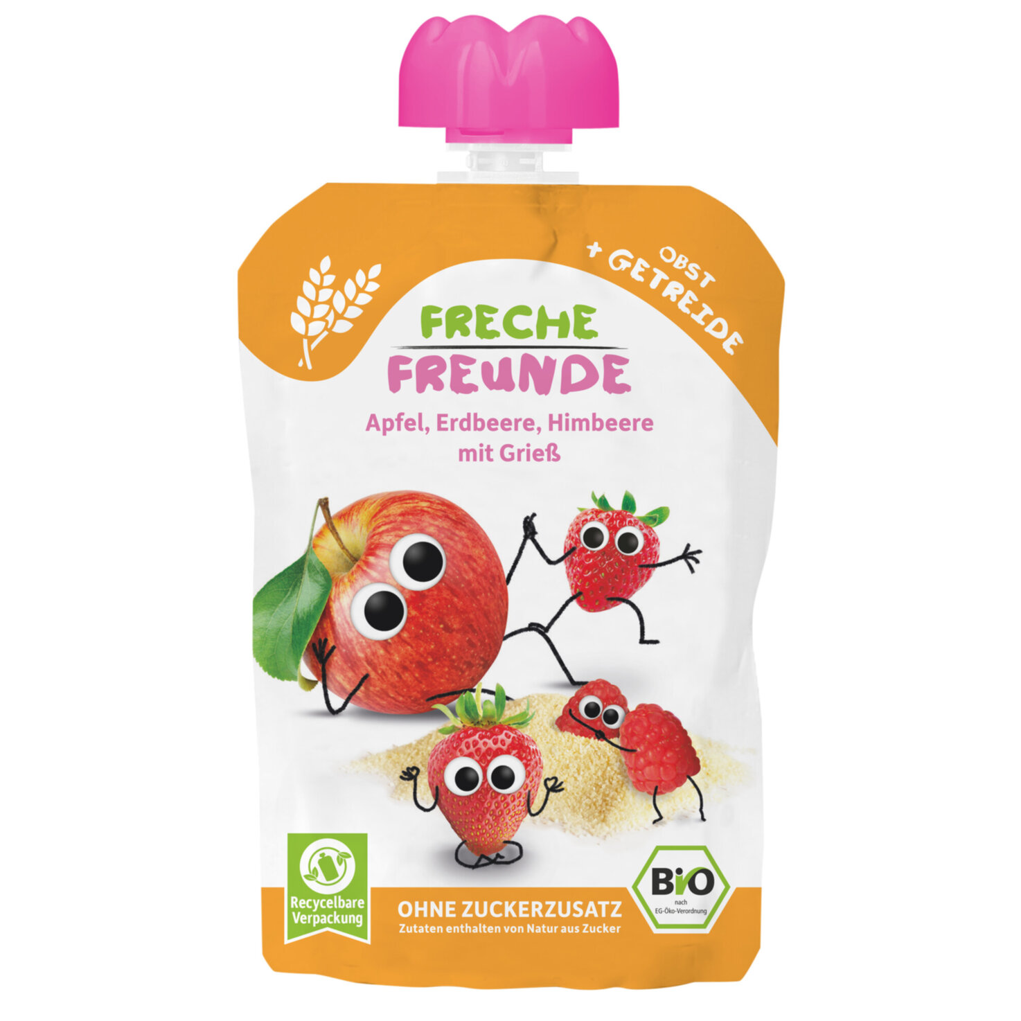Freche Freunde Quetschi Apfel, Erdbeer, Himbeer & Griess 6+ Monate