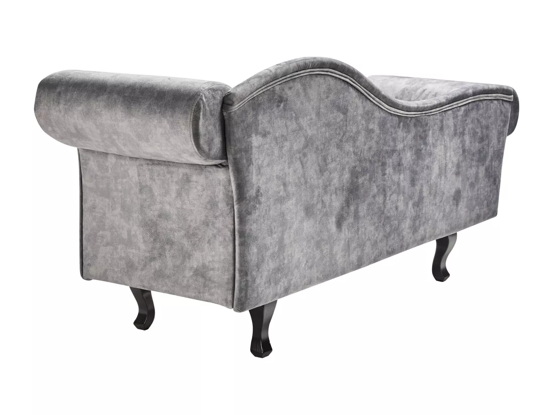 Chaise longue à gauche en velours gris LATTES II