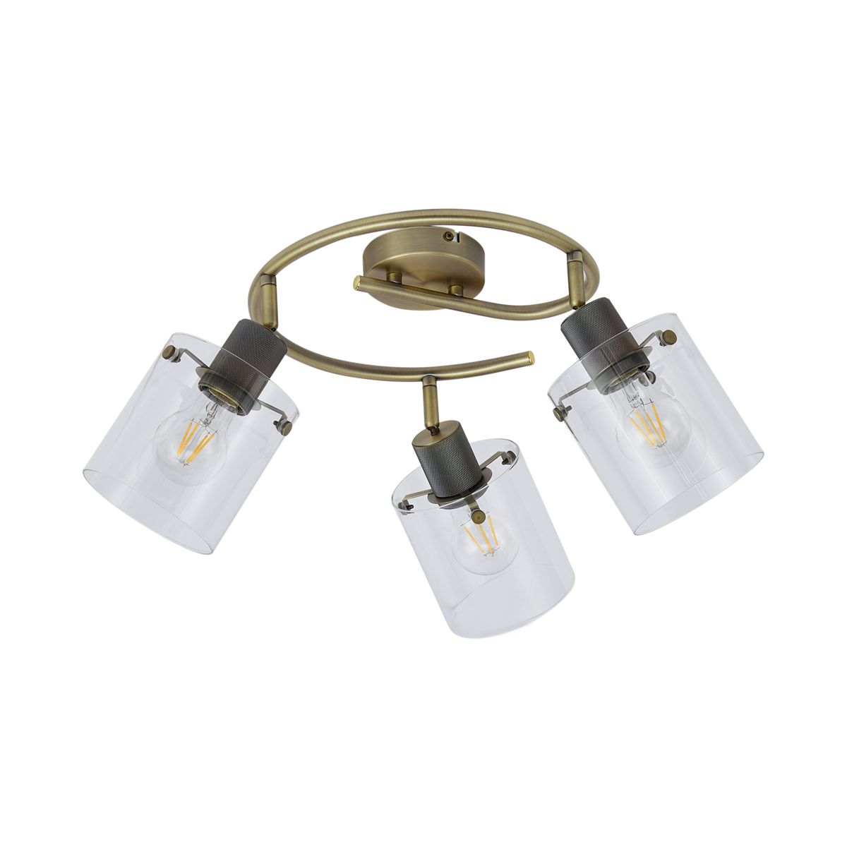 Design plafondspot brons met helder glas rond 3-lichts - Domo