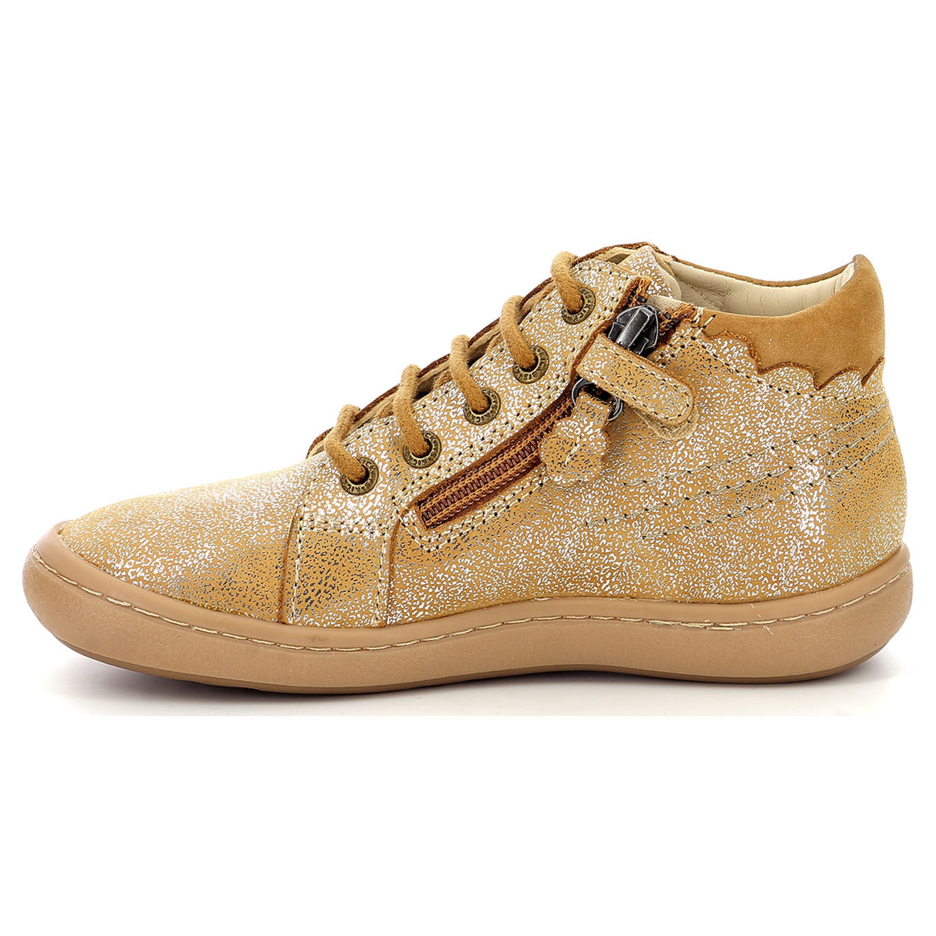 Kickers Bottillons en Cuir Kickpinns beige métallisé