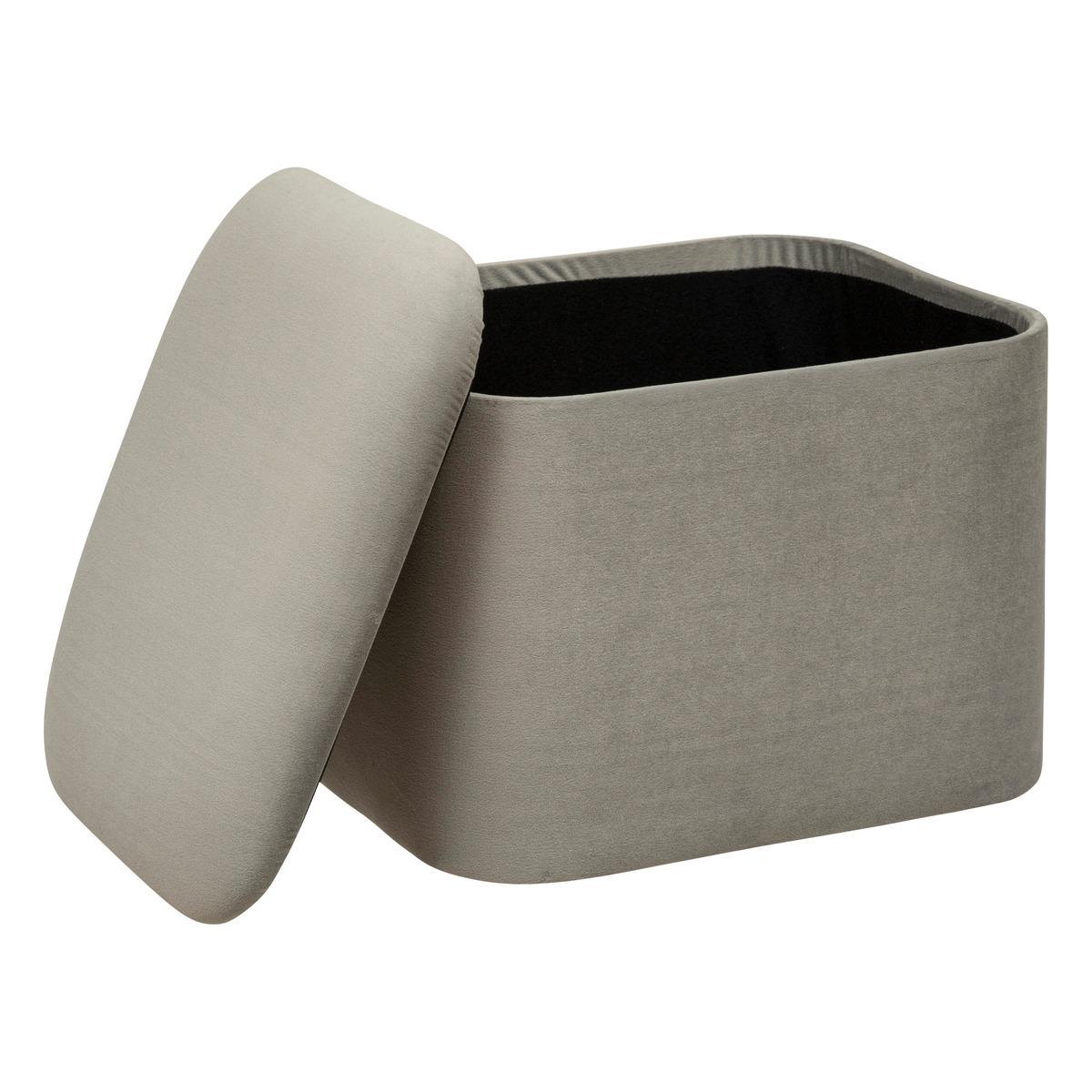 POUF VELOURS DANI GRIS D.36.5X30.5X30.5CM
