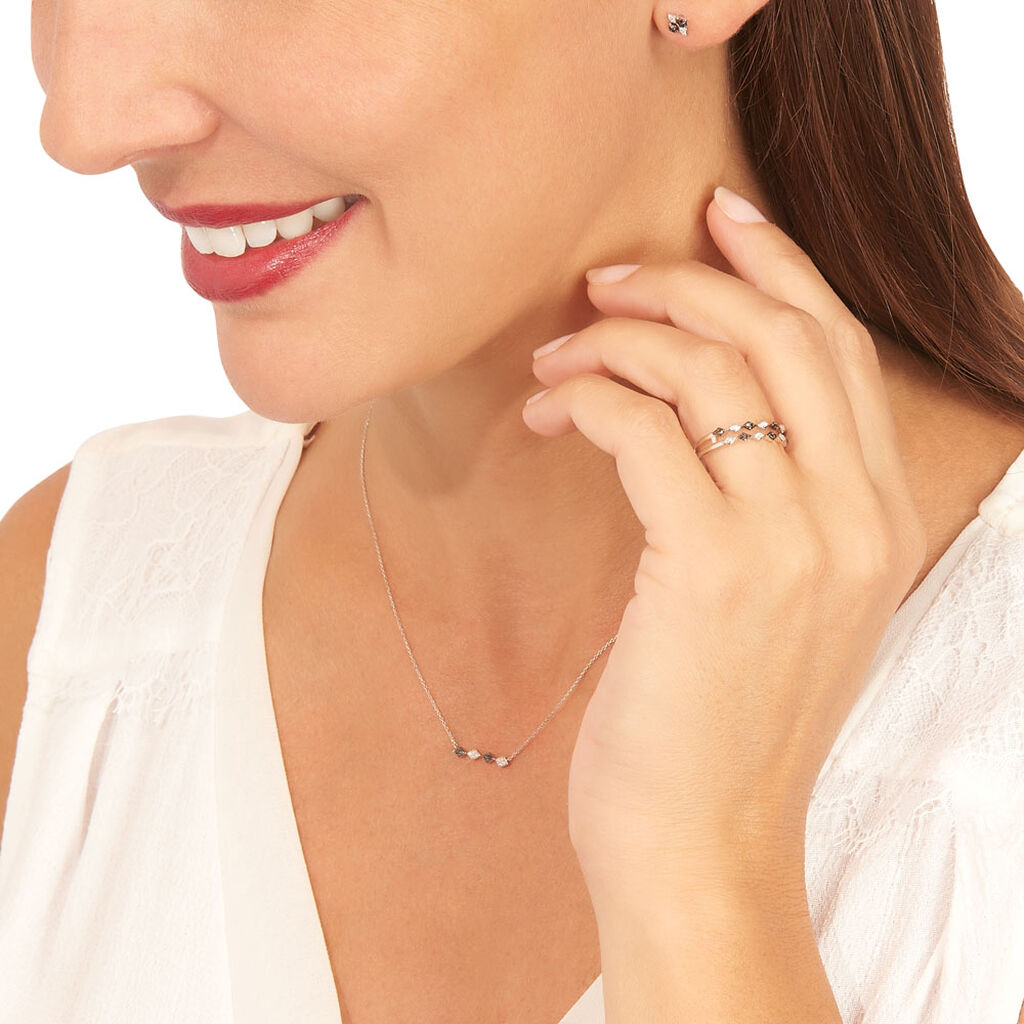 Boucles D'oreilles Pendantes Enid Or Blanc Diamant