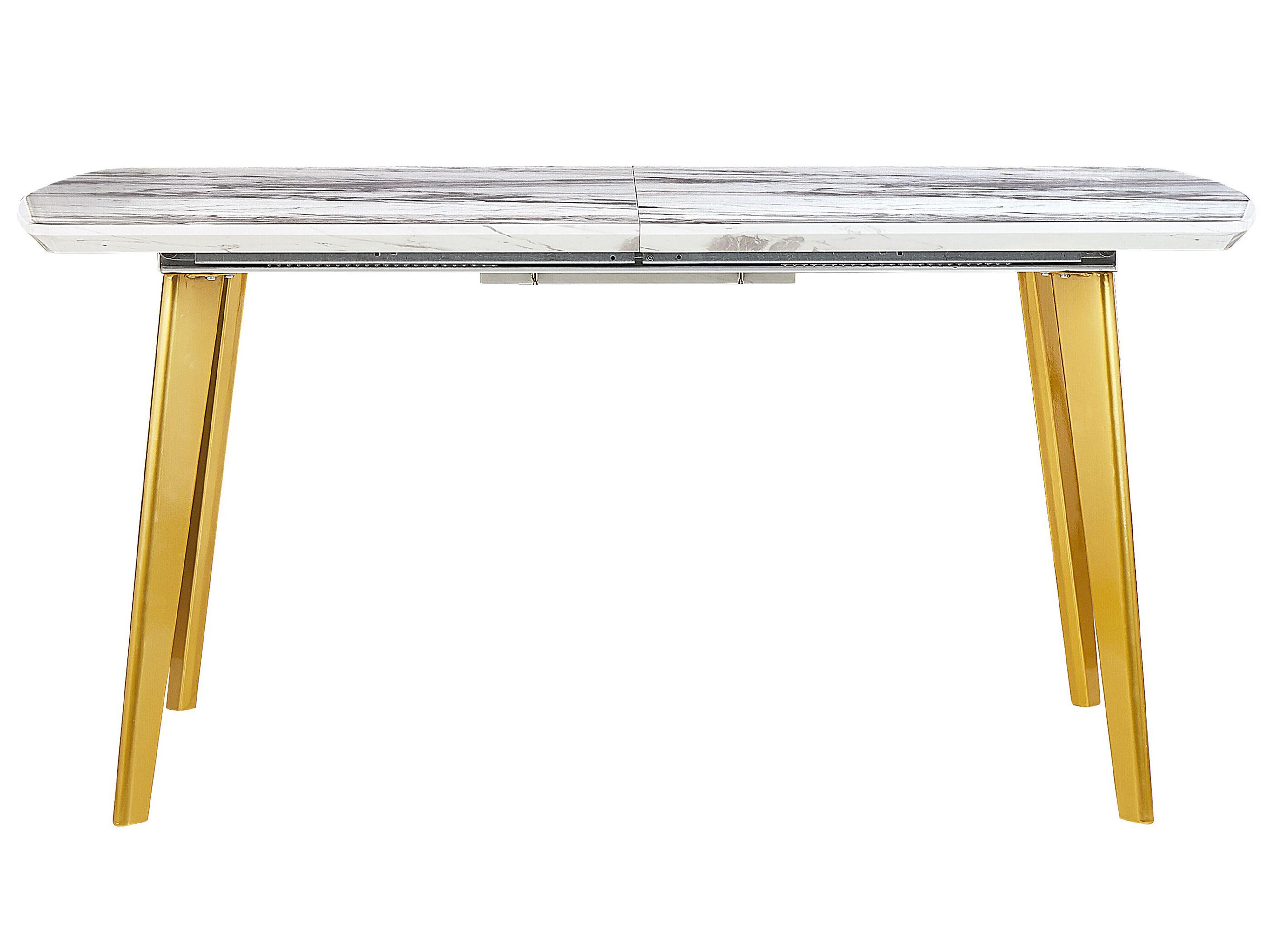 Eettafel uitschuifbaar MOSBY Marmer/goud 90 cm 160/200 cm
