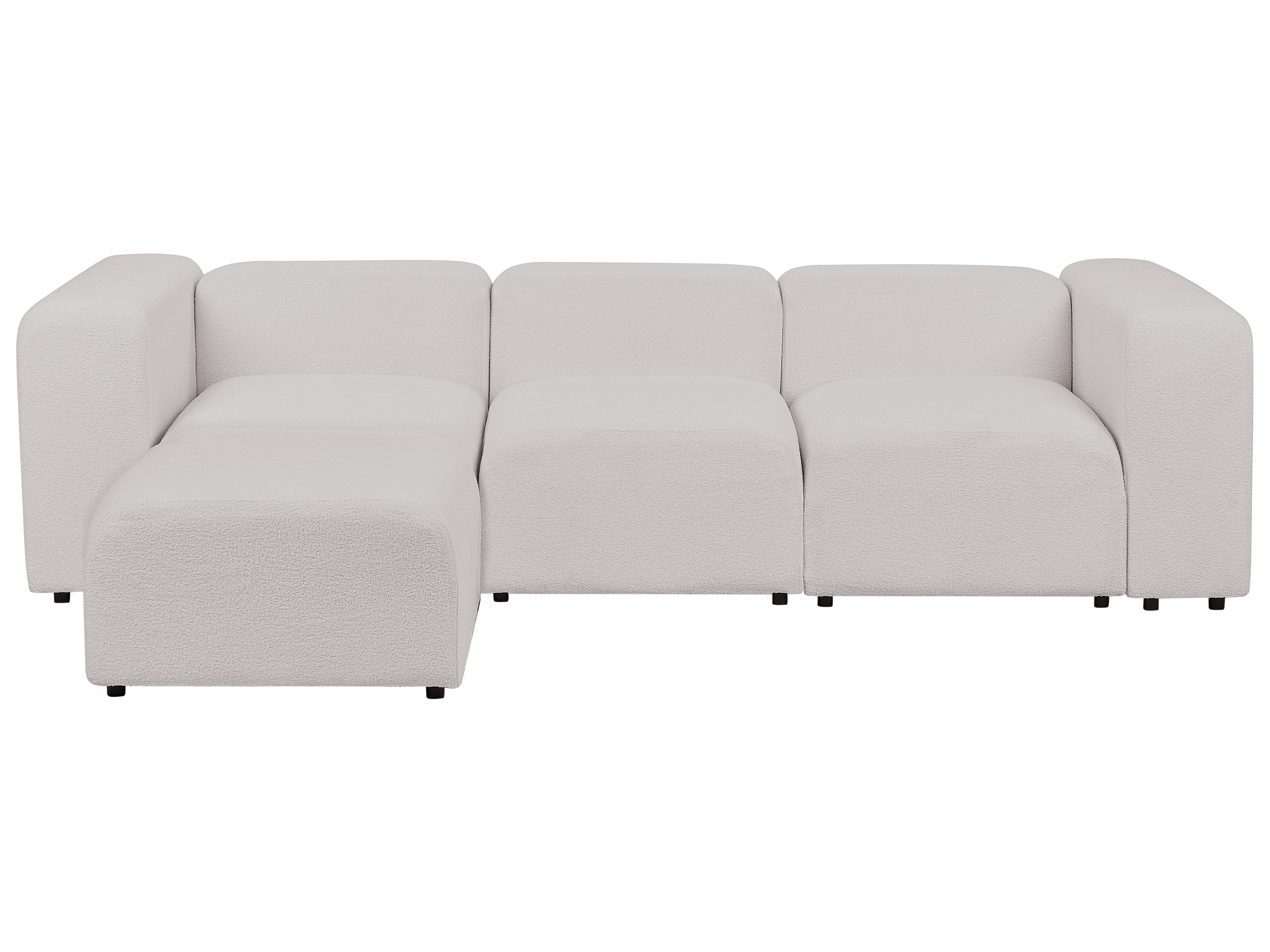Modulaire bank 3-zits FALSTERBO Bouclé Lichtgrijs met ottomaan
